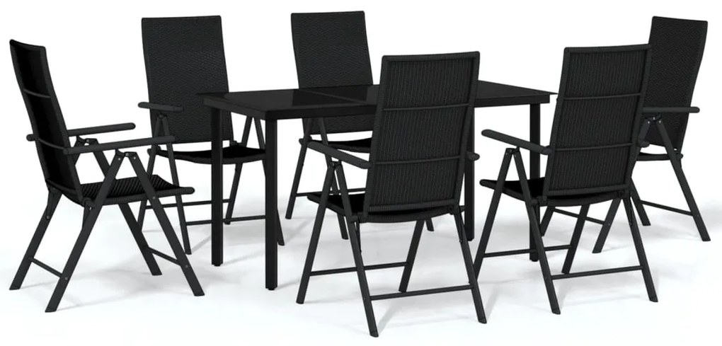 vidaXL 7 részes fekete kerti étkezőgarnitúra