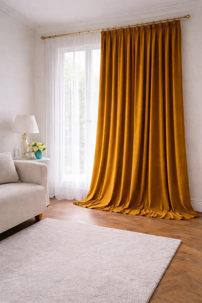 Velvet Premium Függöny 155 x Az Ön Mérete Szalagon Arany