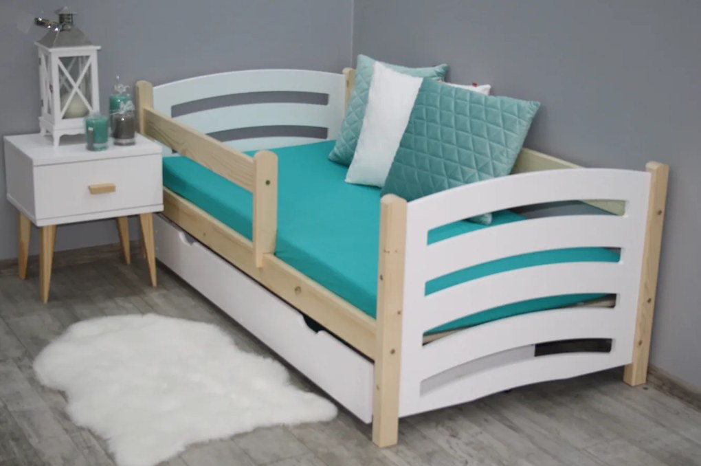 Gyerekágy MELA 80 x 160 cm fehér/fenyő Ágyrács: Lamellás ágyrács, Matrac: EASYSOFT 8 cm matrac