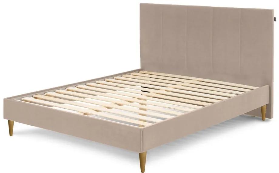 Vivara Light bézs bársony kétszemélyes ágy, 160 x 200 cm - Bobochic Paris