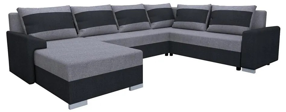 OXFORD kárpitozott, univerzális U-alakú kihúzható ülőgarnitúra, fekete/szürke