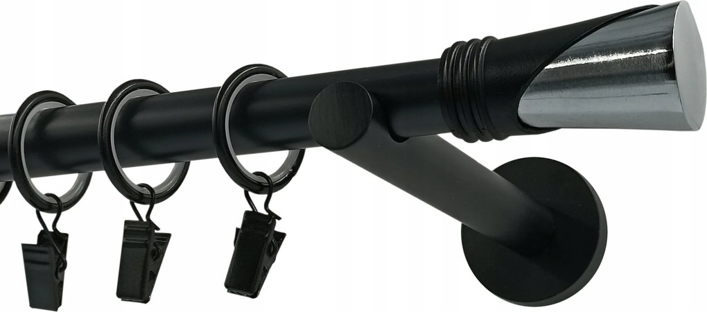 Függönykarnis szimpla Fém 19mm Vega Black&amp;chrom 200cm