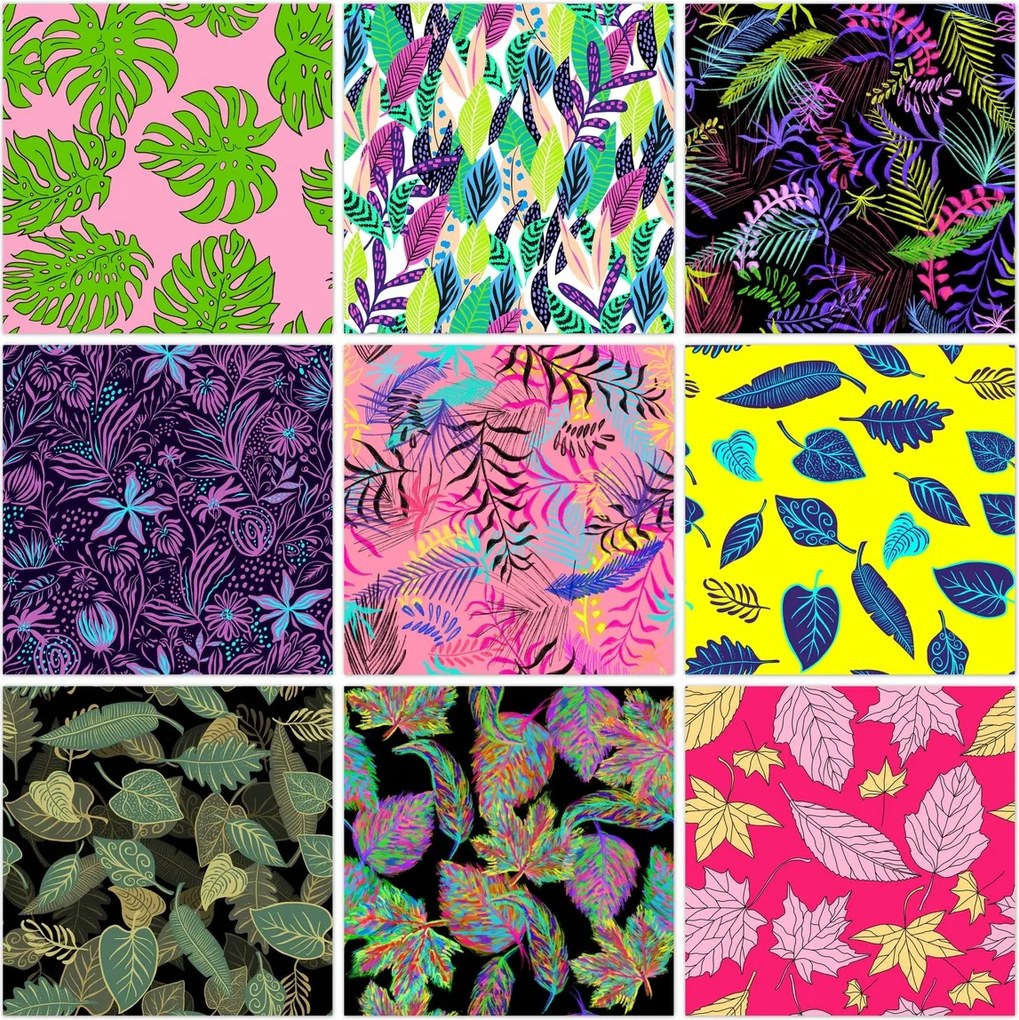 Poszter szett 9x 30x30 Mix Absztrakt levelek