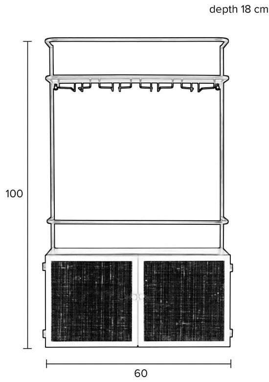 Fekete rattan bortartó szekrény Guuji - White Label