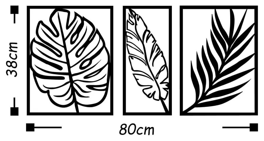 Fém fali dekoráció 80x38 cm Leaf – Wallity