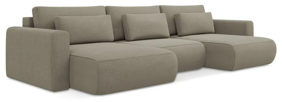 Világosbarna kinyitható-tárolóhelyes (U alakú) sarokkanapé Kapua – Makamii