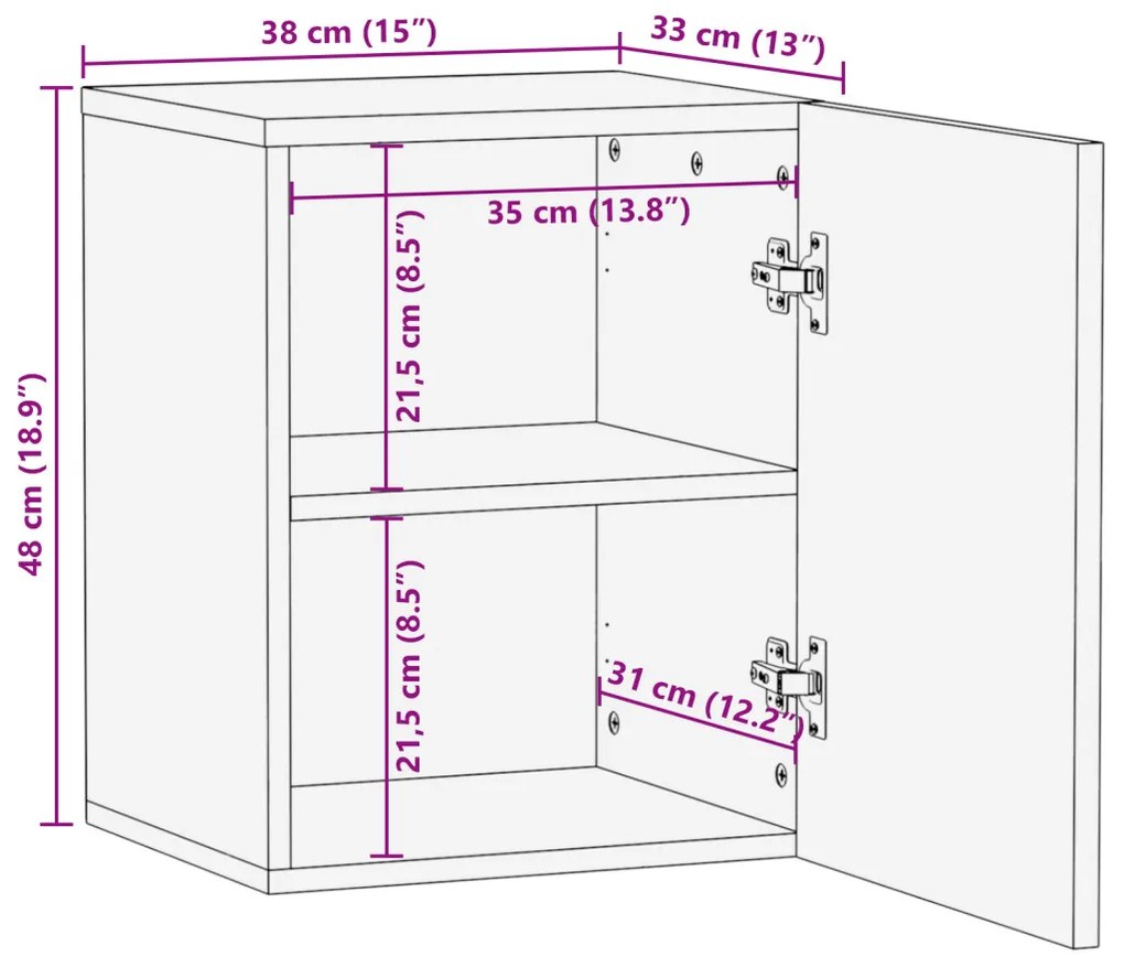 vidaXL Fürdőszobai mosdószekrény ajtóval Dió 38 x 33,5 x 48 cm Faanyag