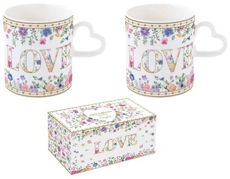 Porcelán bögreszett 2db-os, 320ml, dobozban, Mon Amour