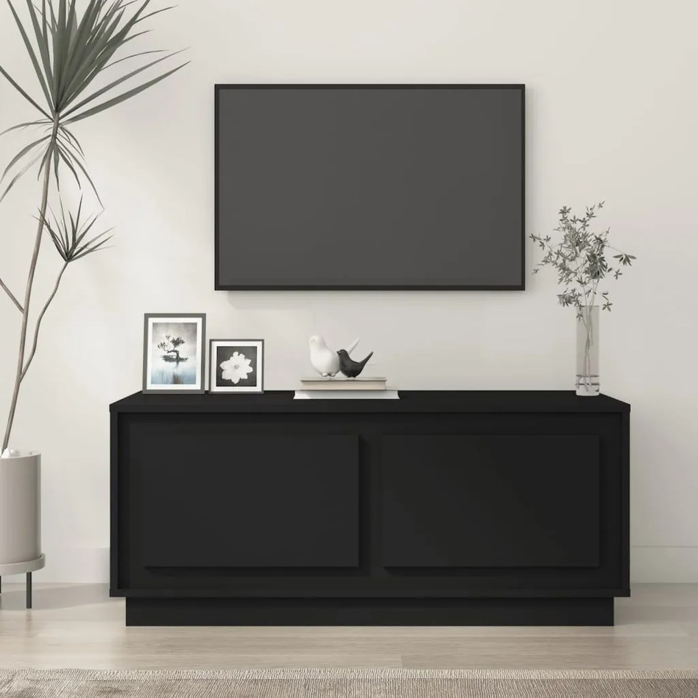 Fekete szerelt fa dohányzóasztal 102x50x44 cm