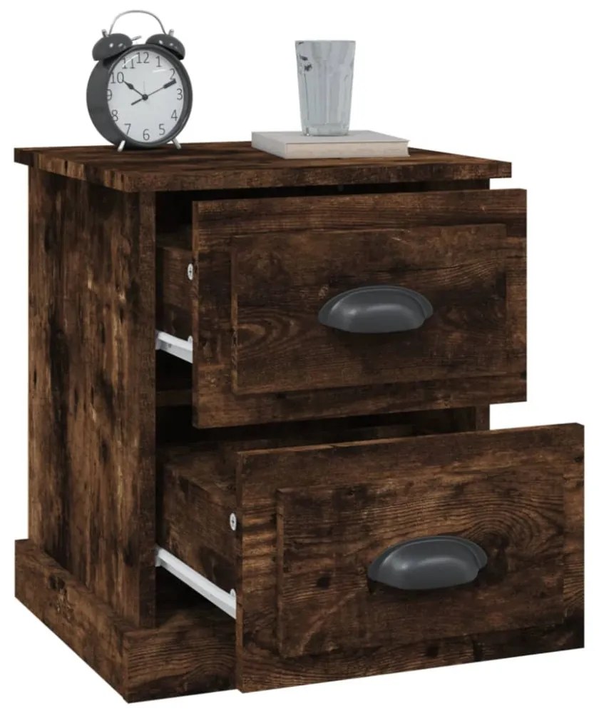 füstös tölgy színű szerelt fa éjjeliszekrény 39 x 39 x 47,5 cm