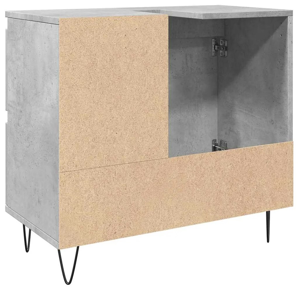 betonszürke szerelt fa fürdőszobai mosdószekrény 65x33x60 cm