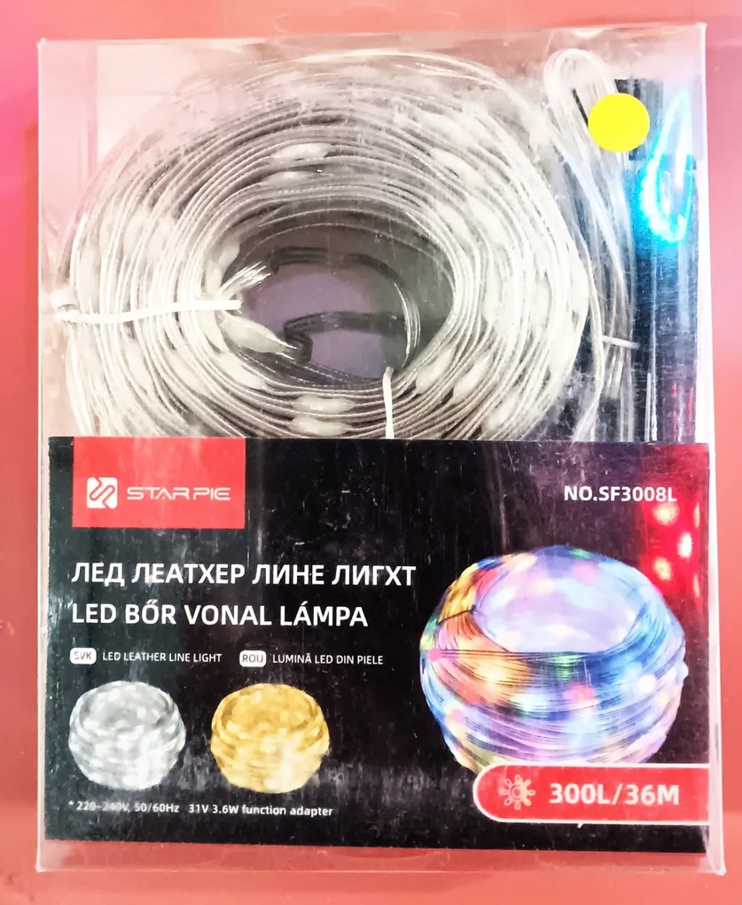300 LED-es karácsonyi fényfüzér távirányítóval – 8 világítási móddal, színes (BB-17243)