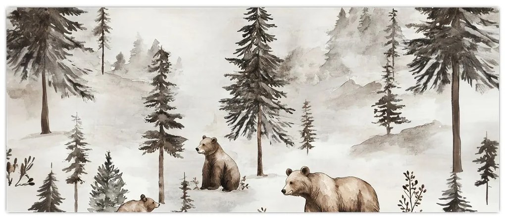 Kép - Erdő medvékkel (120x50 cm)