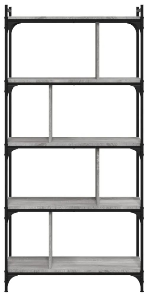 5 szintes szürke sonoma színű fa könyvespolc 76 x 32 x 158 cm