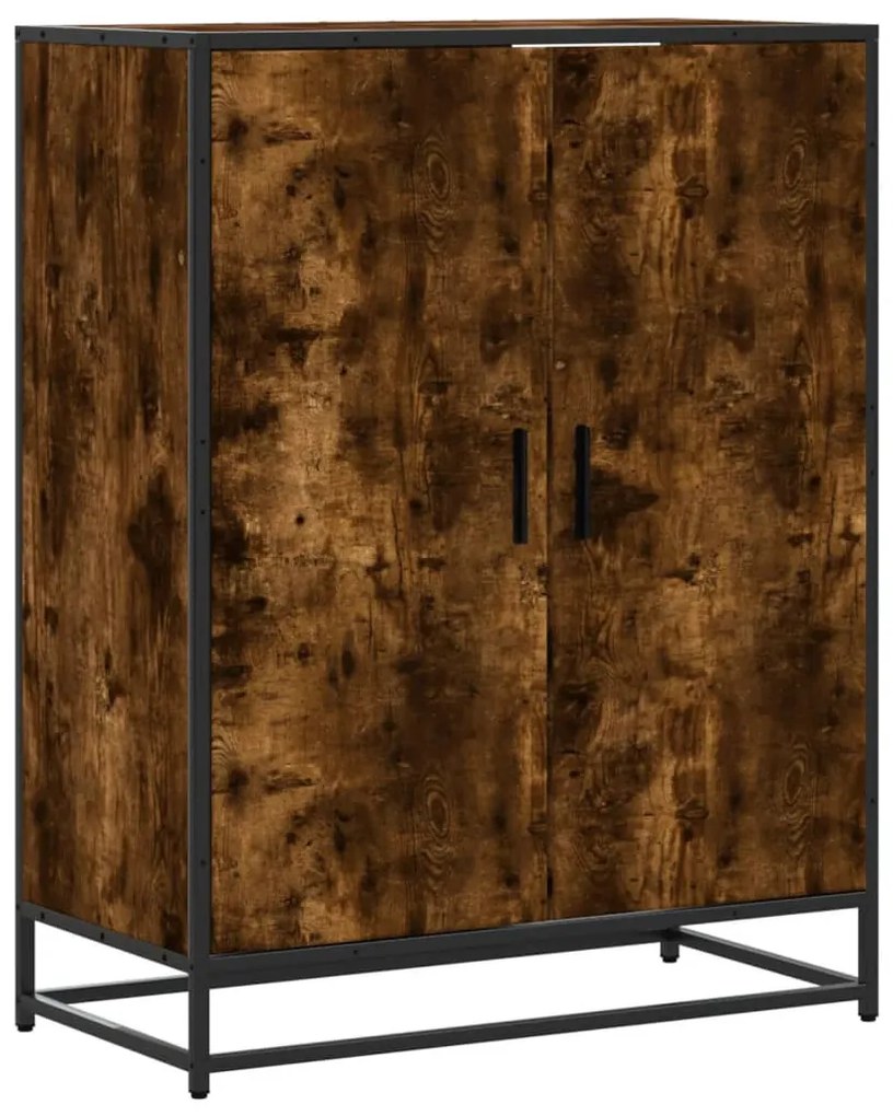 vidaXL füstös tölgy színű szerelt fa és fém cipőszekrény 75x38x97,5 cm