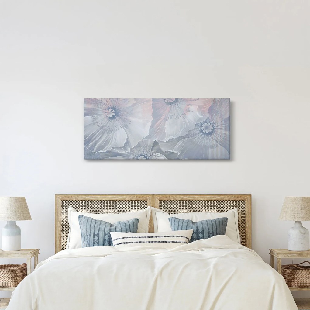 Kép - Kék virágok a falon (120x50 cm)