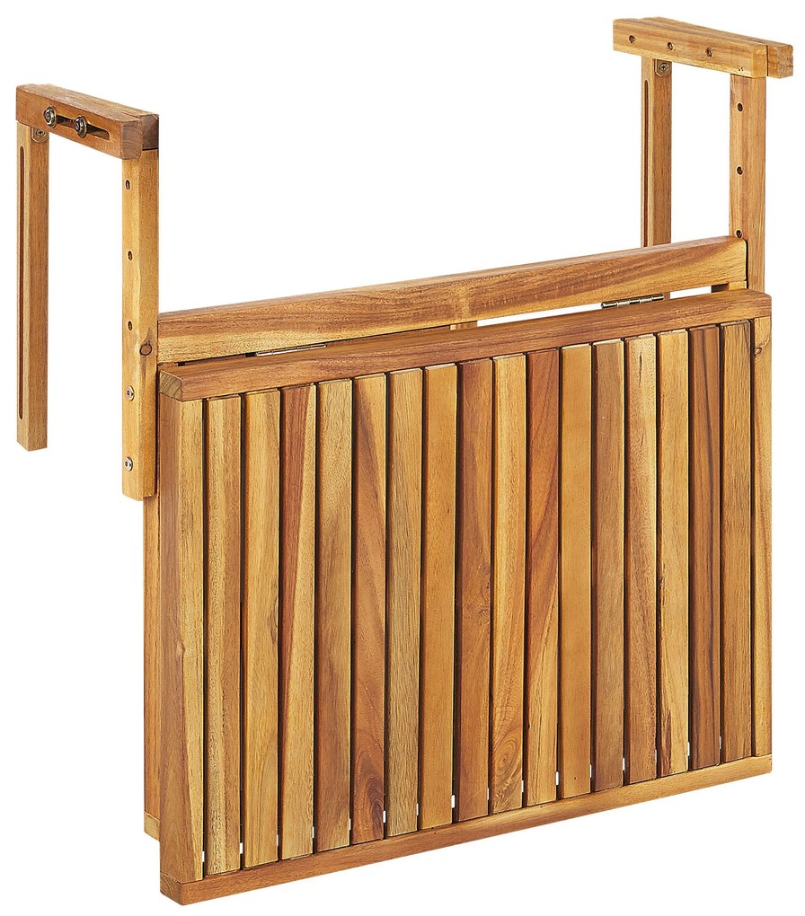 Erkélyre akasztható világosbarna akácfa asztal 60 x 40 cm UDINE Beliani