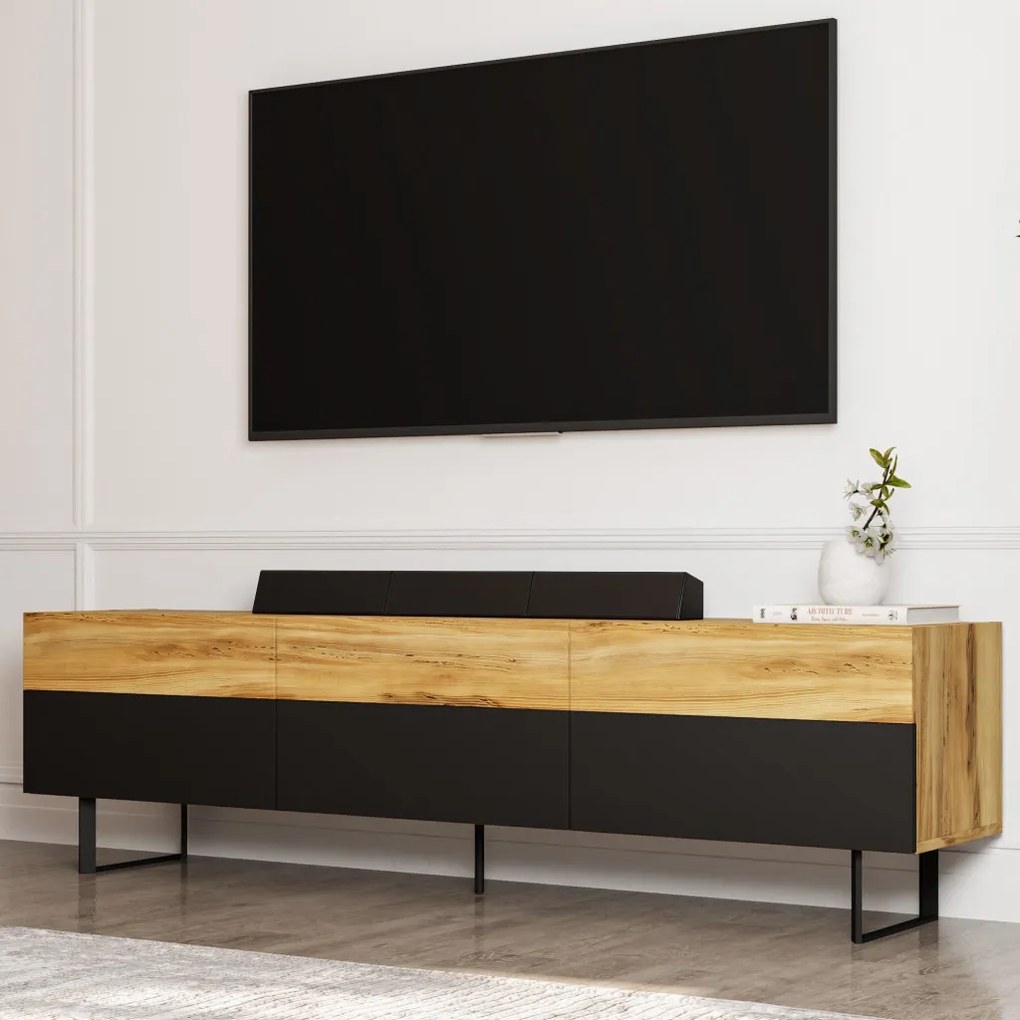 Sign TV-állvány, fekete-tölgy, 180 cm