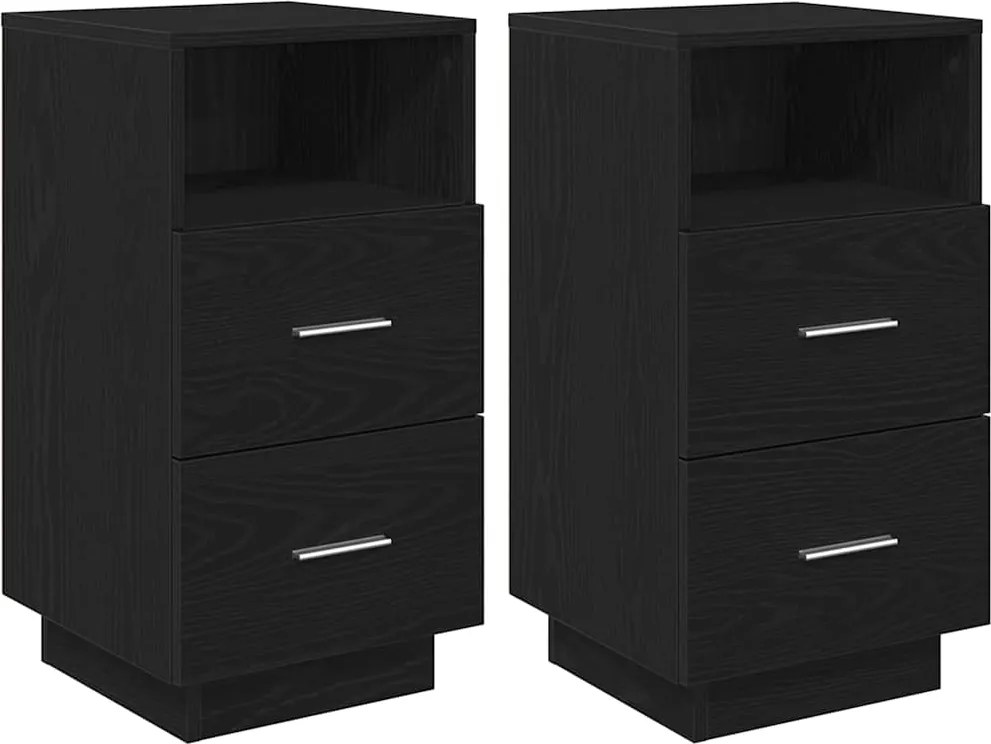 vidaXL 2 db fekete éjjeliszekrény 2 fiókkal 36x36x68 cm