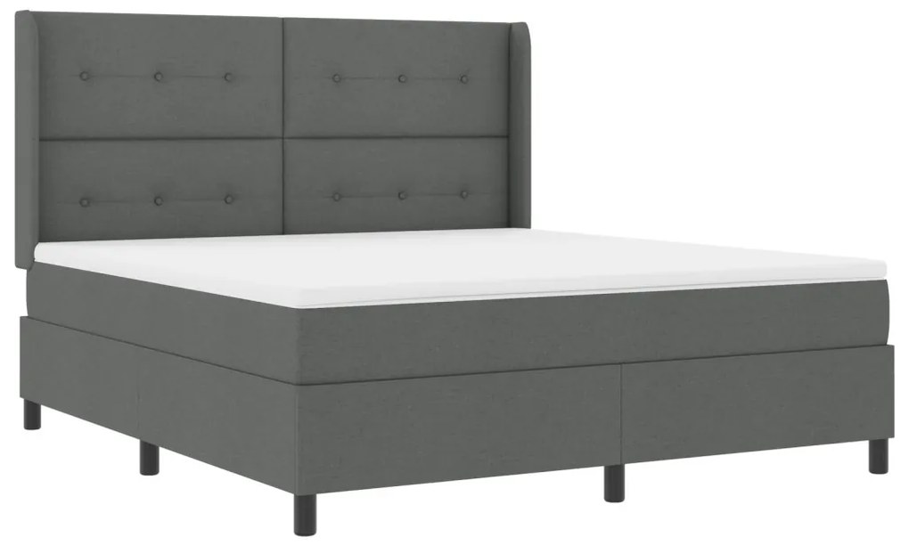 Boxspring Ágy Matracos Sötétszürke 180x200 cm Szövet