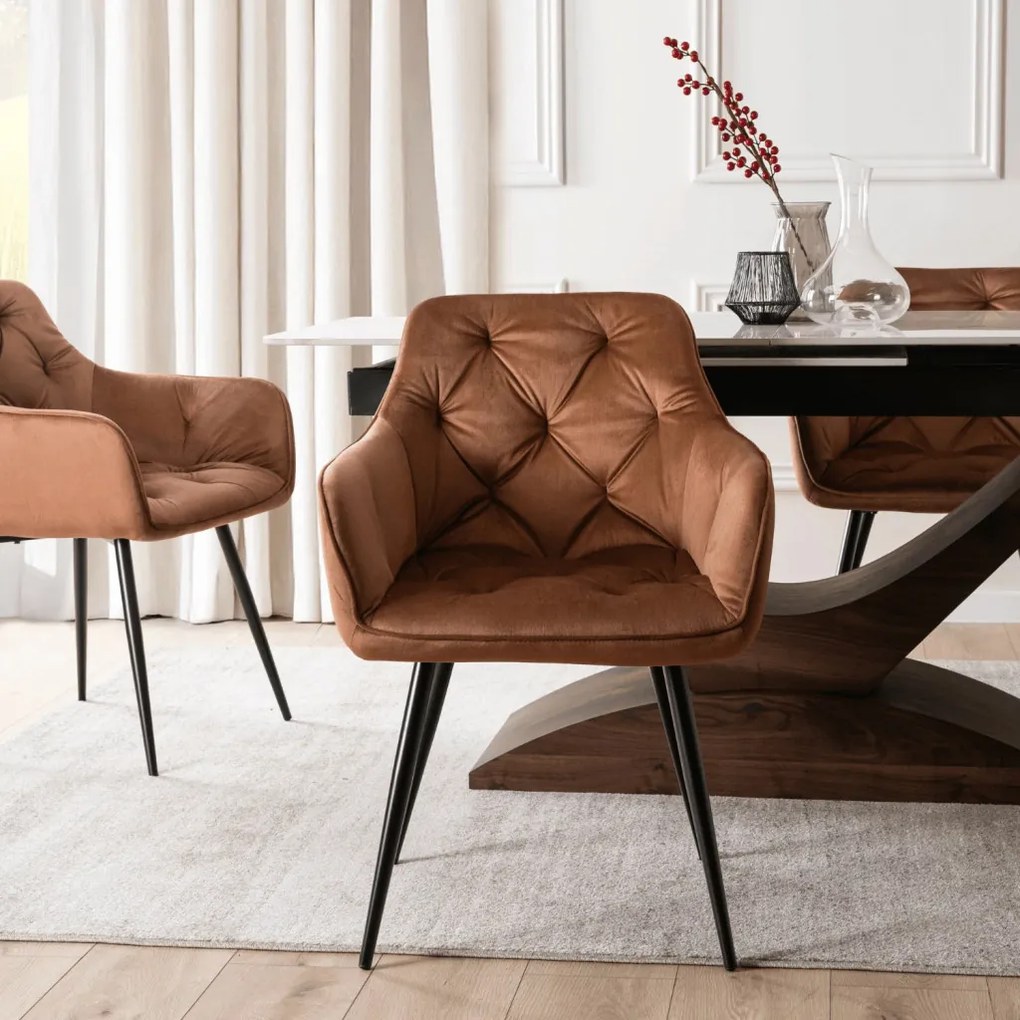 Rozsdabarna Színű Bársony Étkezőszék. MODESTO