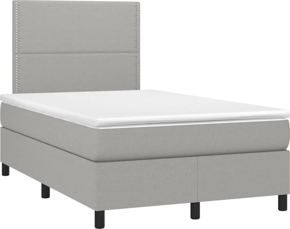 vidaXL világosszürke szövet rugós ágy matraccal 120 x 190 cm
