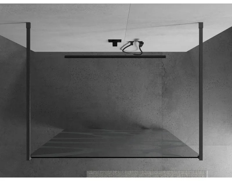 Mexen Kioto, Walk-In zuhany paraván 100 x 200 cm, 8 mm átlátszó üveg fehér mintás, grafit profil, 800-100-002-66-97