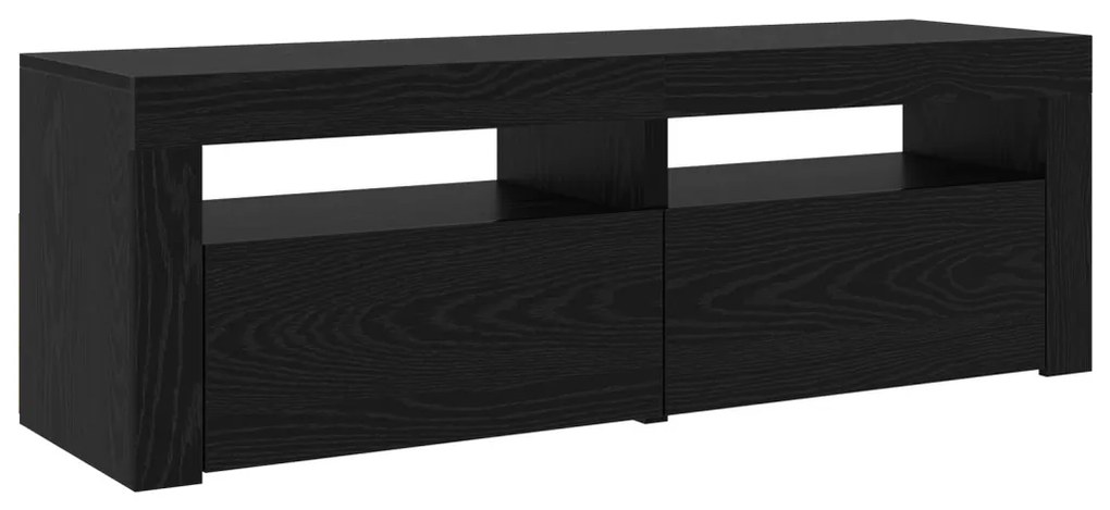 TV szekrények 2 db LED világítással Fekete tölgy MDF-ből