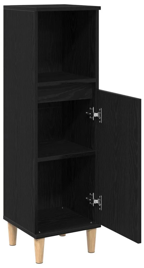 Fürdőszoba Szekrény Fekete Tölgy 30x30x100 cm Mérnöki Fa