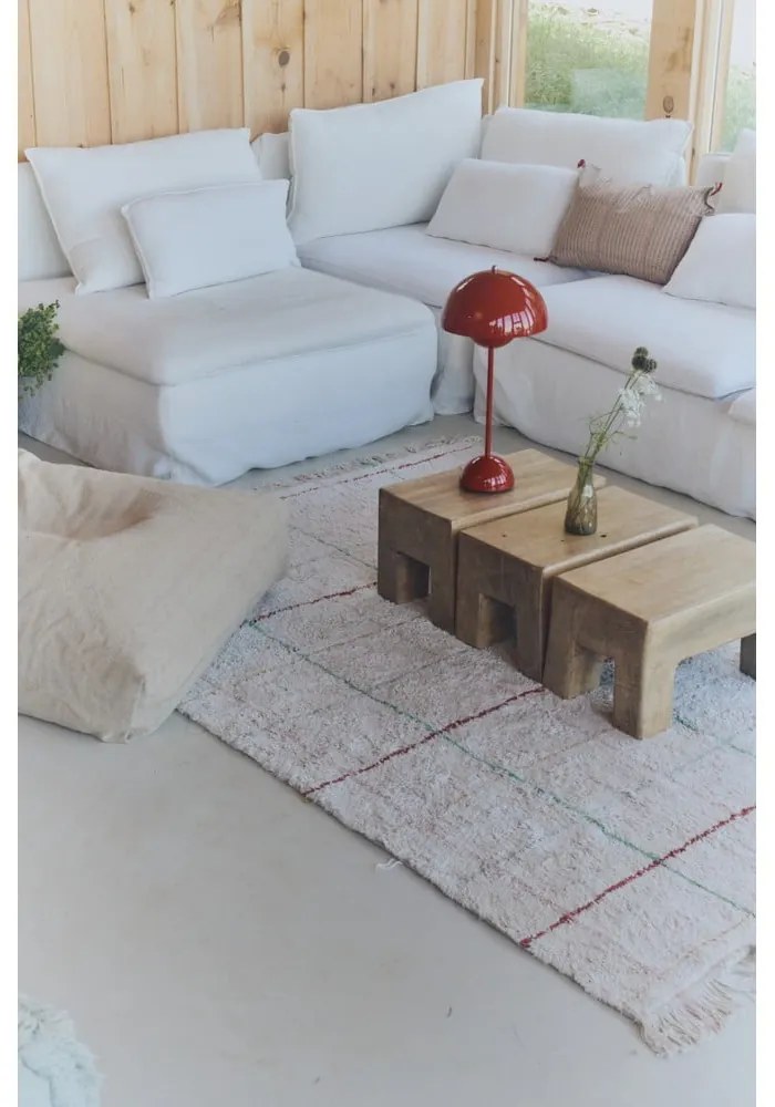 Krémszínű mosható kézi szövésű pamut szőnyeg 90x130 cm Color Lines – Lorena Canals