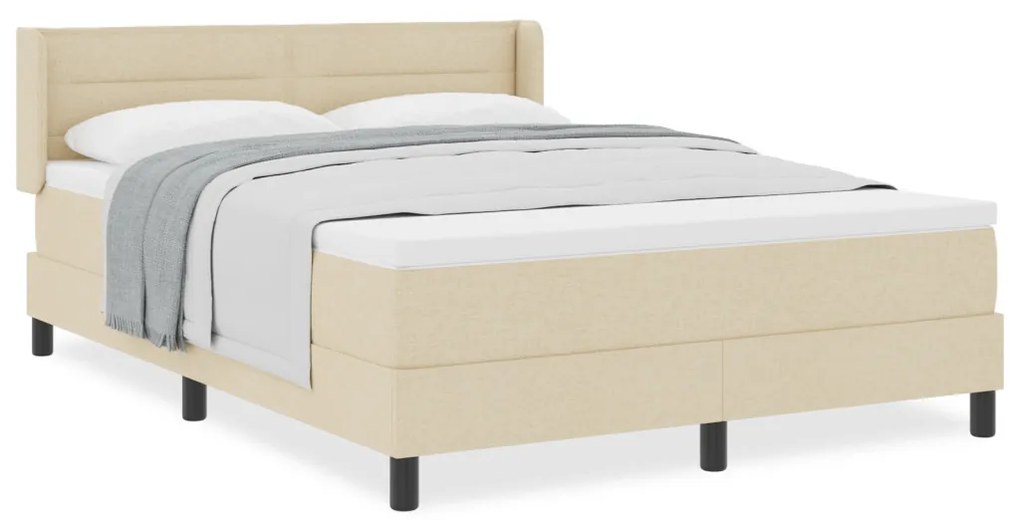 Boxspring Ágy Mattal Krém Színben, 140 x 200 cm, Szövet