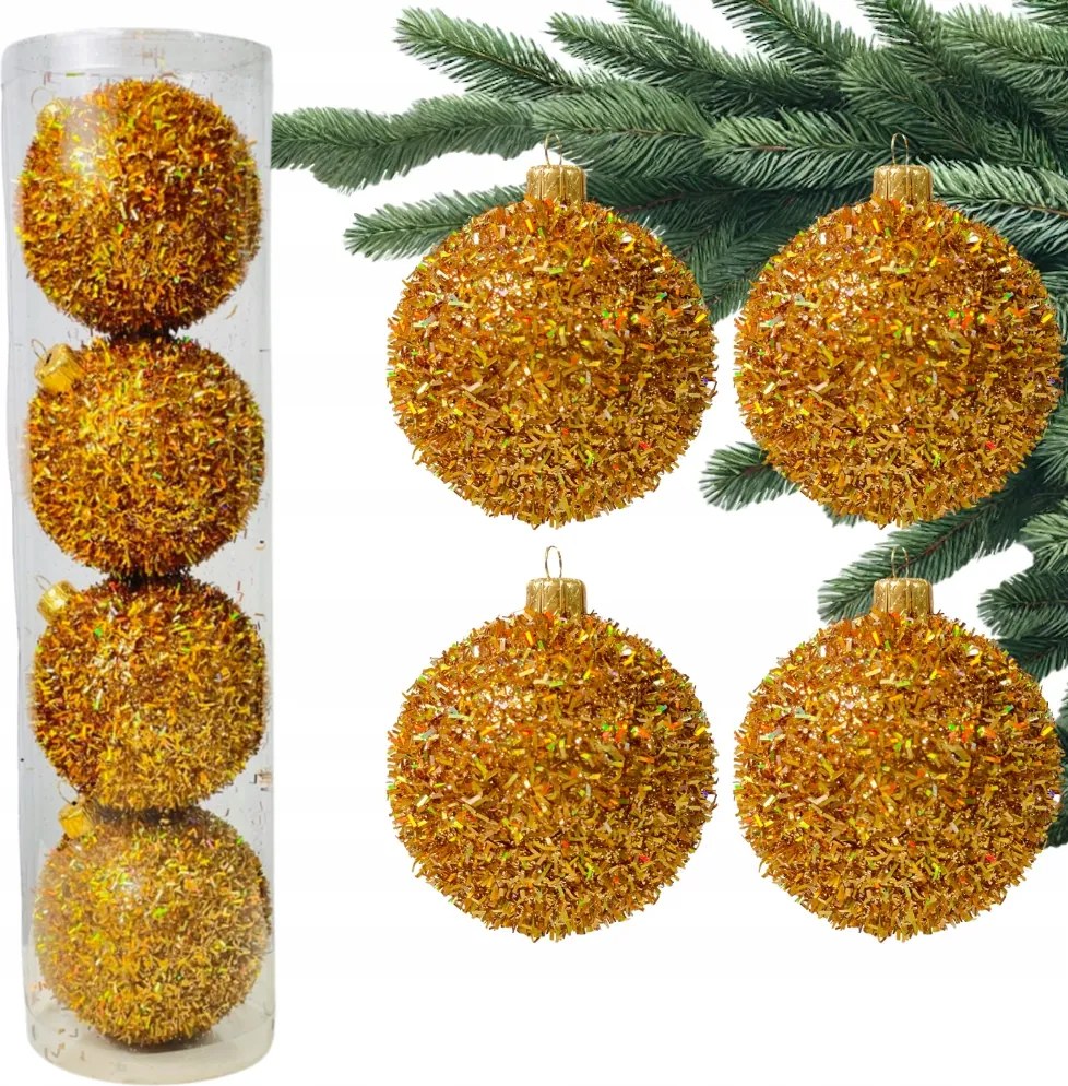 Holografikus arany Buborék Buborékok karácsonyfára 4 db-os 3D karácsonyfa gömb szett