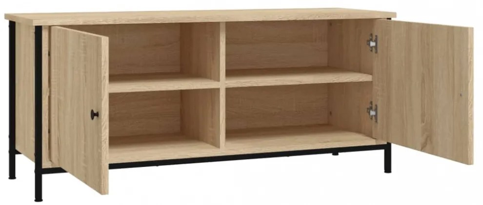 sonoma tölgyszínű szerelt fa TV-szekrény ajtókkal 102x35x45 cm