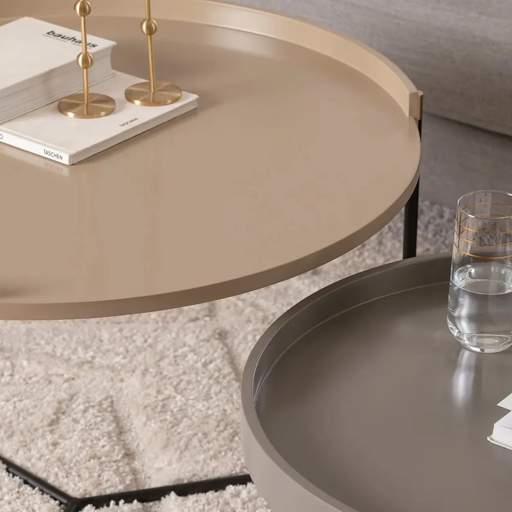Összecsukható asztal Mandy Beige, 2 db