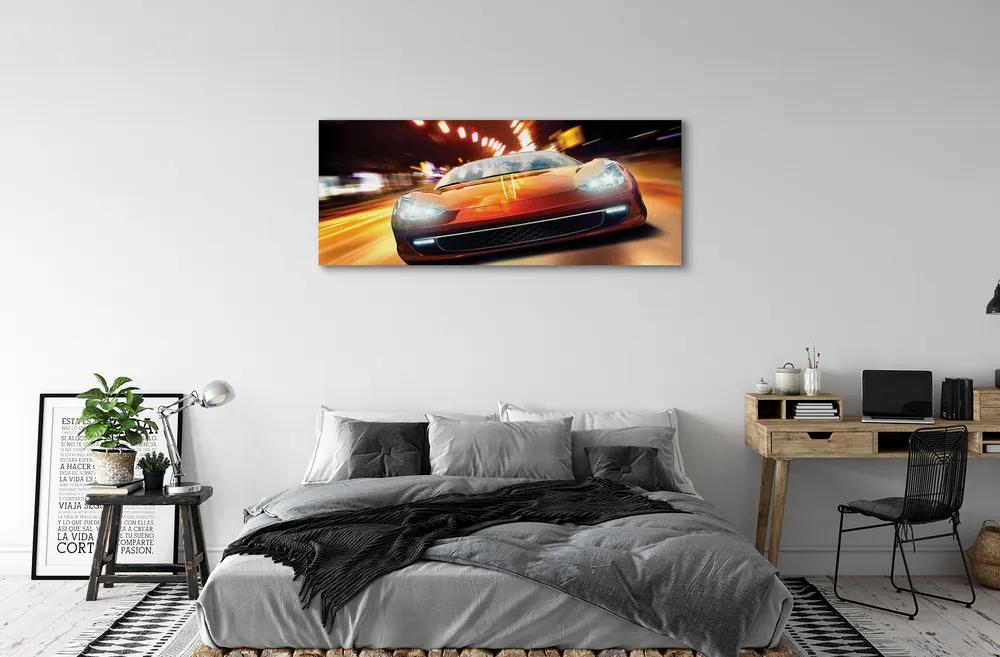 Canvas képek Sportkocsi város fényei 120x60 cm