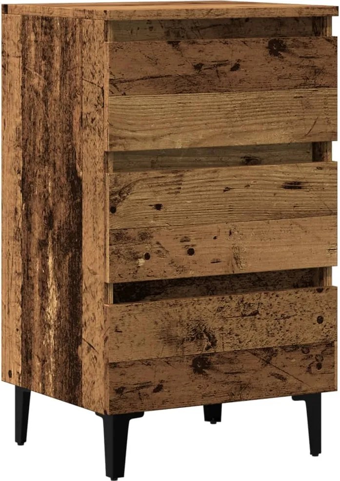 vidaXL antik fa színű éjjeliszekrény fémlábakkal 40 x 35 x 69 cm