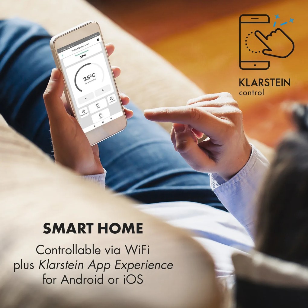 Klarstein Hot Spot Crystal Spotless Smart, infravörös hősugárzó, 750 W, alkalmazás, fehér