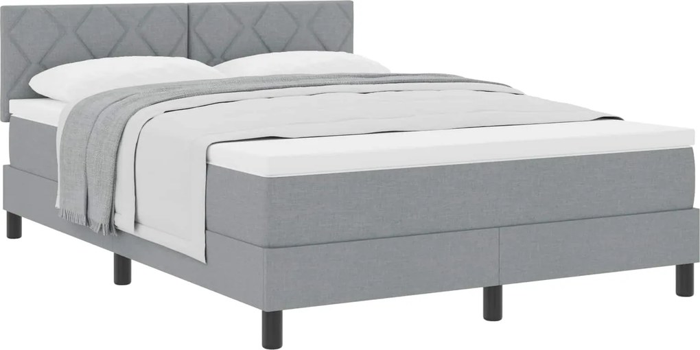 vidaXL Boxrugós ágy matracmal Világosszürke 160 x 200 cm szövet