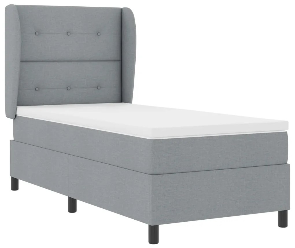 Boxspring Ágy Matrac Fényes Szürke 80x200 cm Szövet