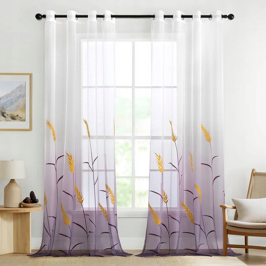 Függöny Kész Fátyol 140x260 a Nappaliba Hímzett Ombre átvezetők 2db