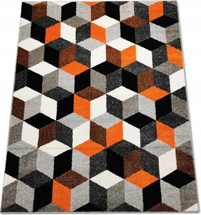 Szőnyeg 140x190 Szürke Narancssárga Fríz Modern Hálószoba Nappali Divatos