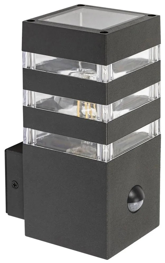 Rabalux 77025- Kültéri fali lámpa érzékelővel ANKARA 1xE27/12W/230V IP44