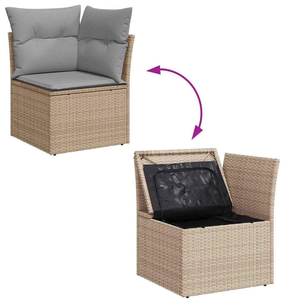 vidaXL Kerti Kanapé Szett 9 pcs Beige és Világosszürke polirattan