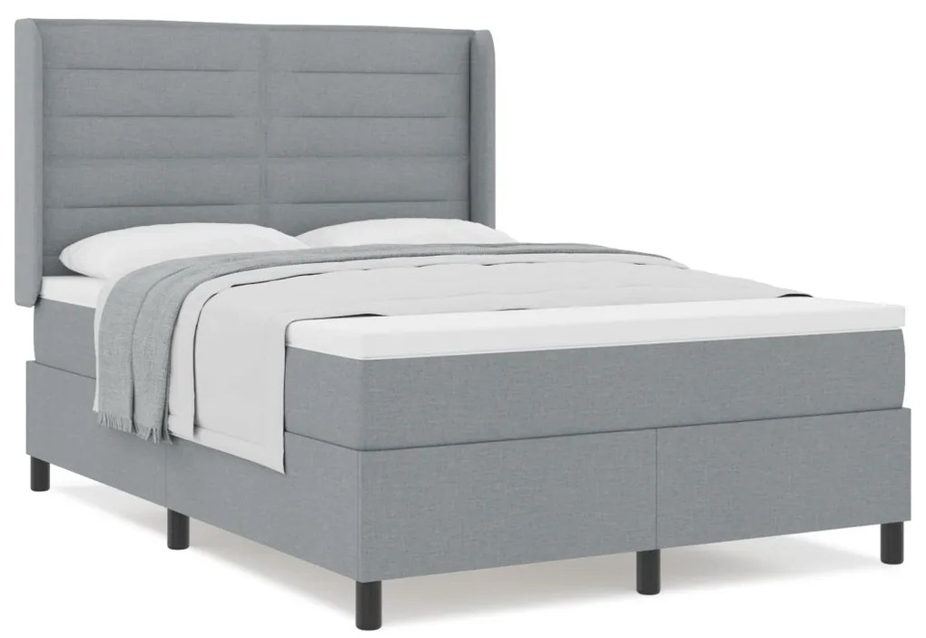 Boxspring Ágy Matrace Sötétszürke 140x200 cm Szövet