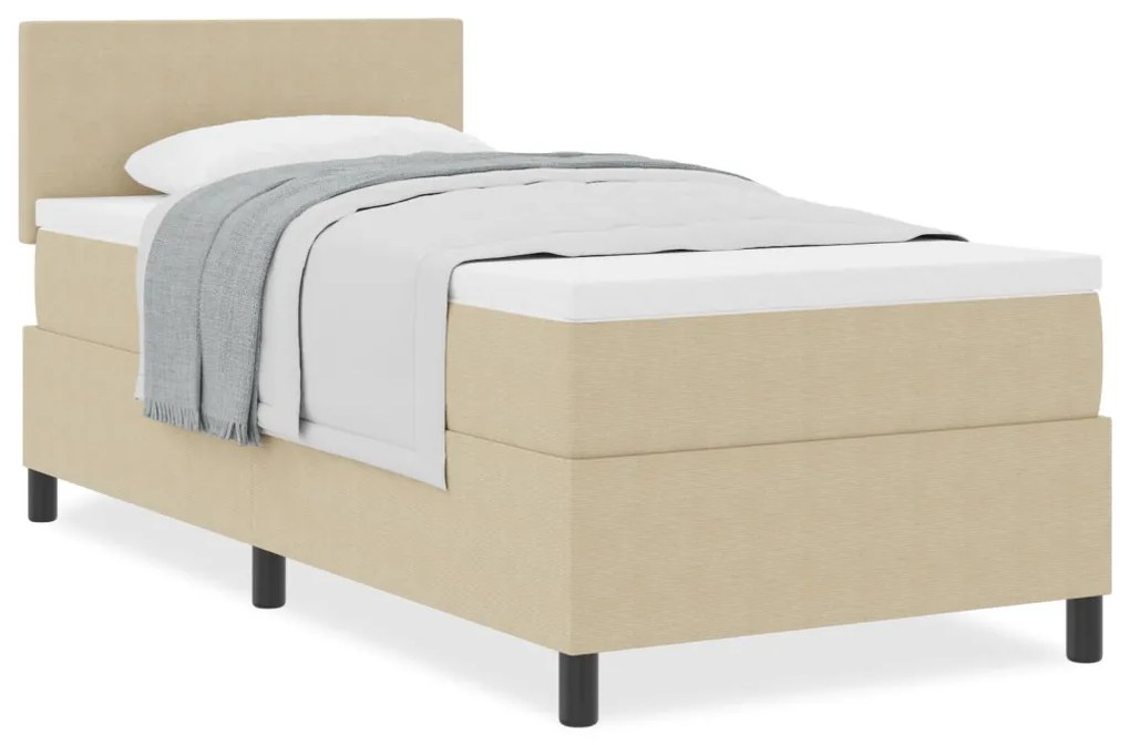 Box Spring ágy matraccal világos zöld szürke 90x200 cm kordbársony