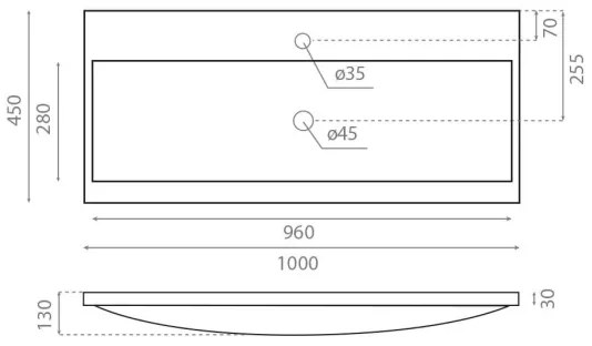 Bathco 0506 - Süllyesztett mosdó MANHATTAN 100x45 cm gyanta/fehér