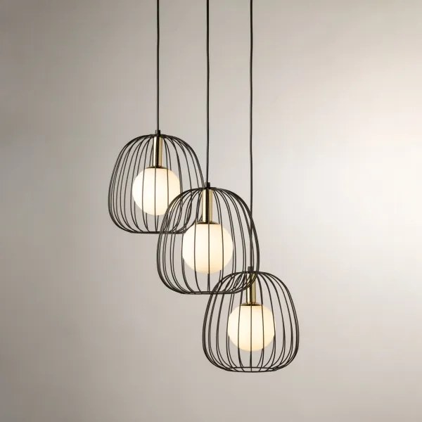 Csillár zsinóron BELL 3xG9/12W/230V fekete/arany