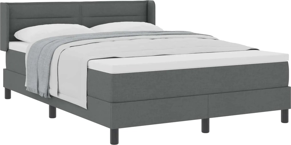 vidaXL Boxrugós ágy matracmal Sötétszürke 200 x 140 cm Poliészter