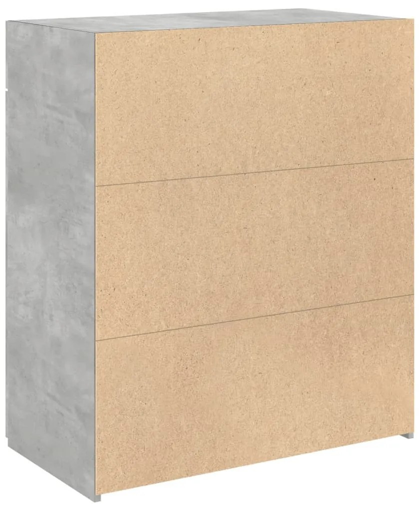 betonszürke szerelt fa tálalószekrény 80 x 42,5 x 93 cm