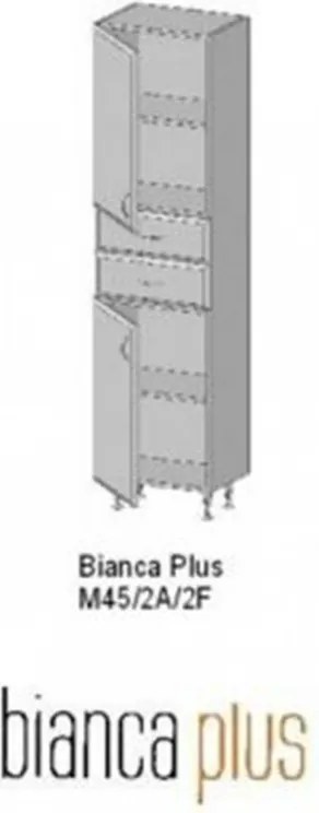 Bianca Plus 45 magas szekrény 2 ajtóval, 2 fiókkal, magasfényű fehér színben, jobbos
